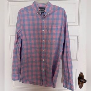 Bonobos Men's Casual Pink and Blue Plaid Shirt